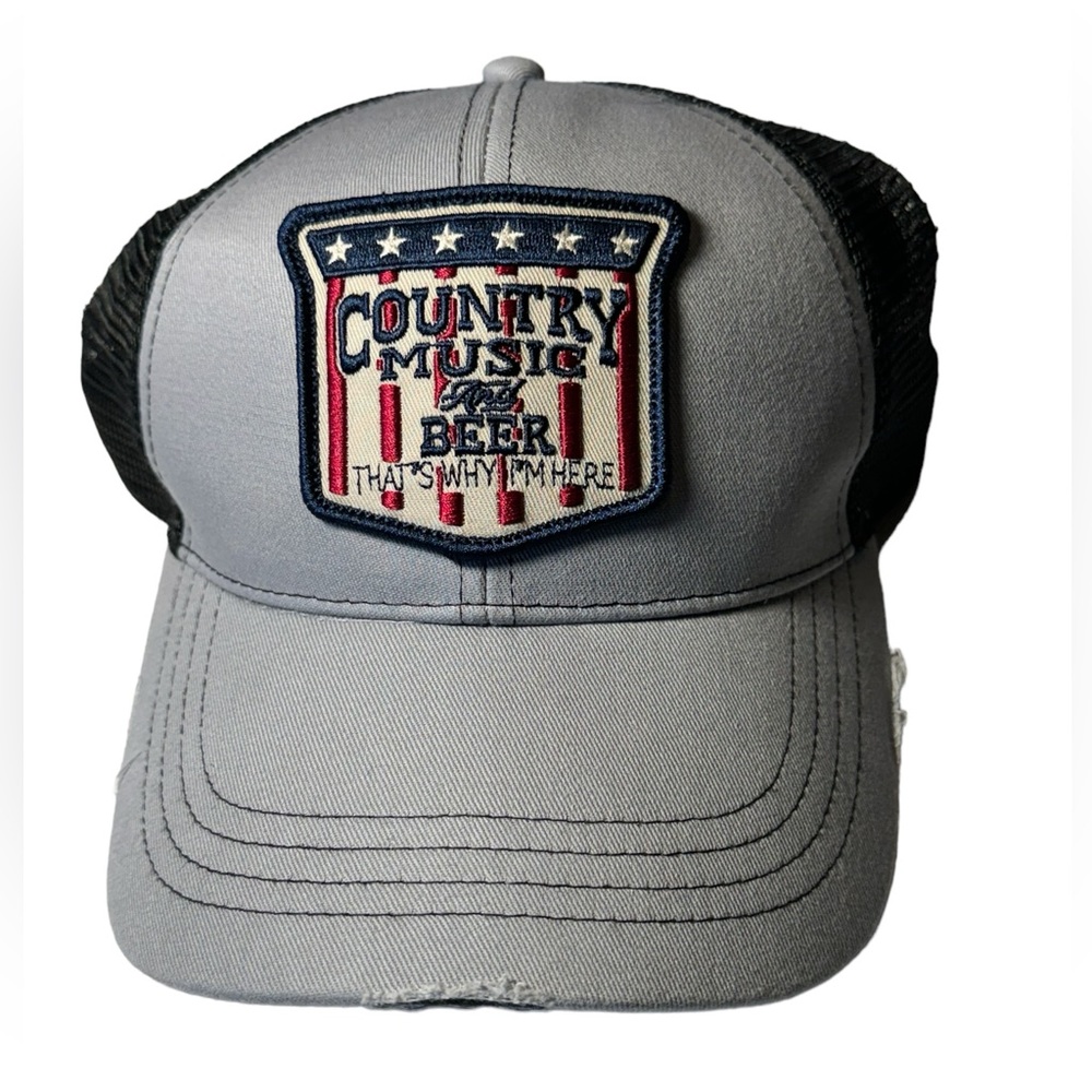 Moon Shine Spirit Country Music & Beer Gray Black Trucker Baseball Concert Hat